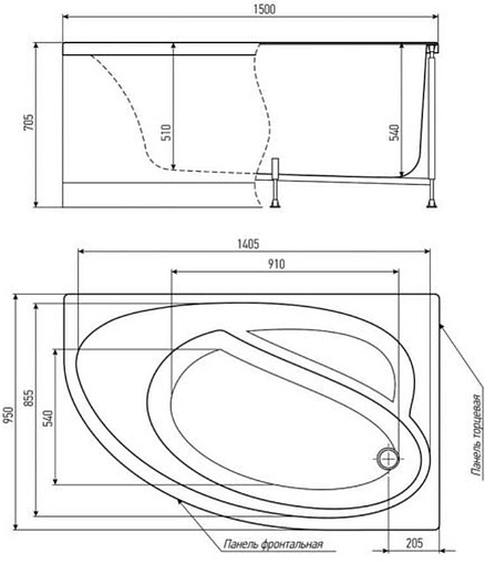 Ванна акриловая Alex Baitler Nero 150х95 L