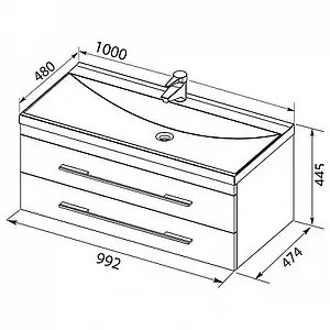 Тумба под умывальник подвесная Aquanet Верона 100 белый 00175382, 2