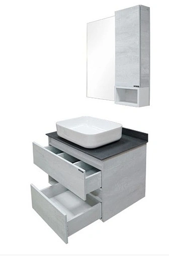 Тумба-умывальник подвесная Comforty Прага 75 дуб белый/серый 00004144201CF