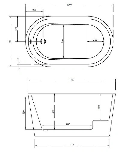 Ванна акриловая отдельностоящая Abber 130x75 AB9277