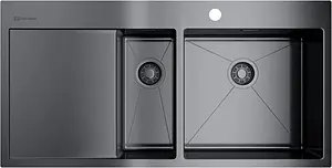 Мойка кухонная Omoikiri Akisame 100-2-GM-R вороненая сталь 4973104 Мойка кухонная Omoikiri Akisame 100-2-GM-R вороненая сталь 4973104, 1