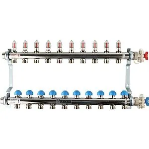 Группа коллекторная с расходомерами 10 отводов 1&quot;н/н x ¾&quot;ек Rehau HKV-D 12081011002, 1