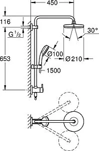 Душевая система без смесителя Grohe Tempesta Retro-fit хром 26190001 Душевая система без смесителя Grohe Tempesta Retro-fit хром 26190001, 2
