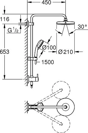 Душевая система без смесителя Grohe Tempesta Retro-fit хром 26190001 Душевая система без смесителя Grohe Tempesta Retro-fit хром 26190001