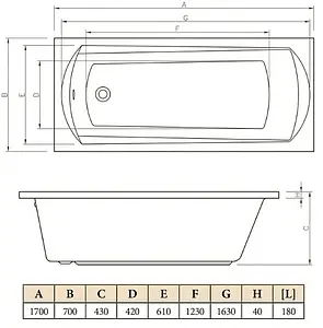Ванна акриловая C-bath Clio 170x70 CBQ003006 Ванна акриловая C-bath Clio 170x70 CBQ003006, 2