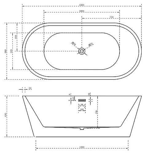 Ванна акриловая отдельностоящая Abber 150x80 AB9203-1.5