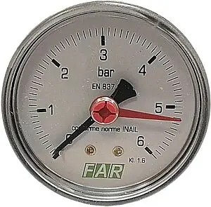Манометр аксиальный Far 63мм 6 бар ¼&quot; FA 2500 06, 1