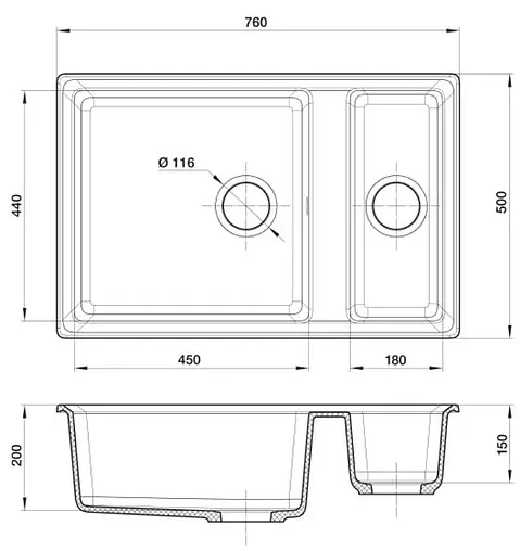 Мойка кухонная GranFest Level LV-760K черный