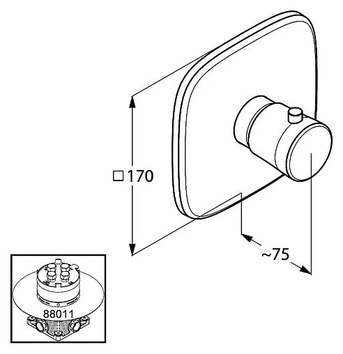 Термостат для 1 потребителя Kludi Ambienta хром 537290575 Термостат для 1 потребителя Kludi Ambienta хром 537290575