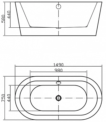 Ванна акриловая отдельностоящая Swedbe Vita 150x75 8813