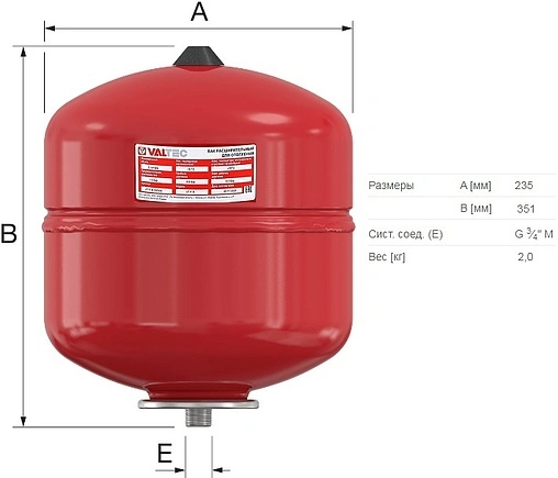 Расширительный бак Valtec 12л 6 бар VT.F.R.050012