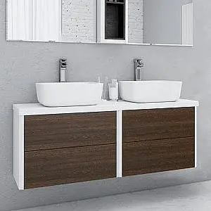 Тумба-умывальник подвесная Aquaton Брук 120 (60+60) дуб феррара/белый, 2