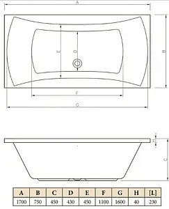 Ванна акриловая C-bath Talia 170x75 CBQ004001 Ванна акриловая C-bath Talia 170x75 CBQ004001, 2