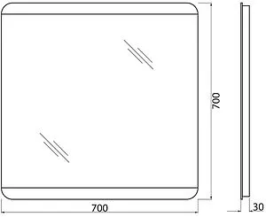 Зеркало с подсветкой BelBagno 70x70 механическая кнопка SPC-CEZ-700-700-LED-BTN Зеркало с подсветкой BelBagno 70x70 механическая кнопка SPC-CEZ-700-700-LED-BTN, 2