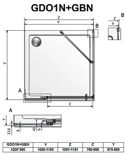 Душевое ограждение 1200x1000мм прозрачное стекло Roltechnik Elegant Neo Line GDO1N+GBN/1200*1000 188-1200000-00-02+189-1000000-00-02 Душевое ограждение 1200x1000мм прозрачное стекло Roltechnik Elegant Neo Line GDO1N+GBN/1200*1000 188-1200000-00-02+189-1000000-00-02, 2