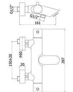 Термостат для ванны Paffoni Light хром LIQ022CR, 2