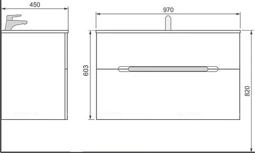 Тумба под умывальник подвесная Jorno Modul 100 белый Mоl.01.97/P/W Тумба под умывальник подвесная Jorno Modul 100 белый Mоl.01.97/P/W
