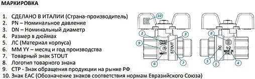 Кран шаровый 1¼&quot;в x 1¼&quot;в Stout ГОСТ Р 59553-2021 SVB-0002-200032