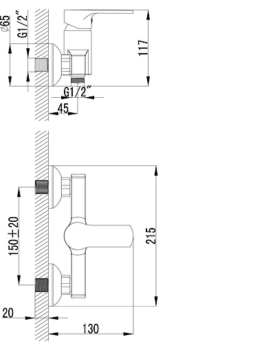 Смеситель для душа Lemark plus Grace хром LM1503C