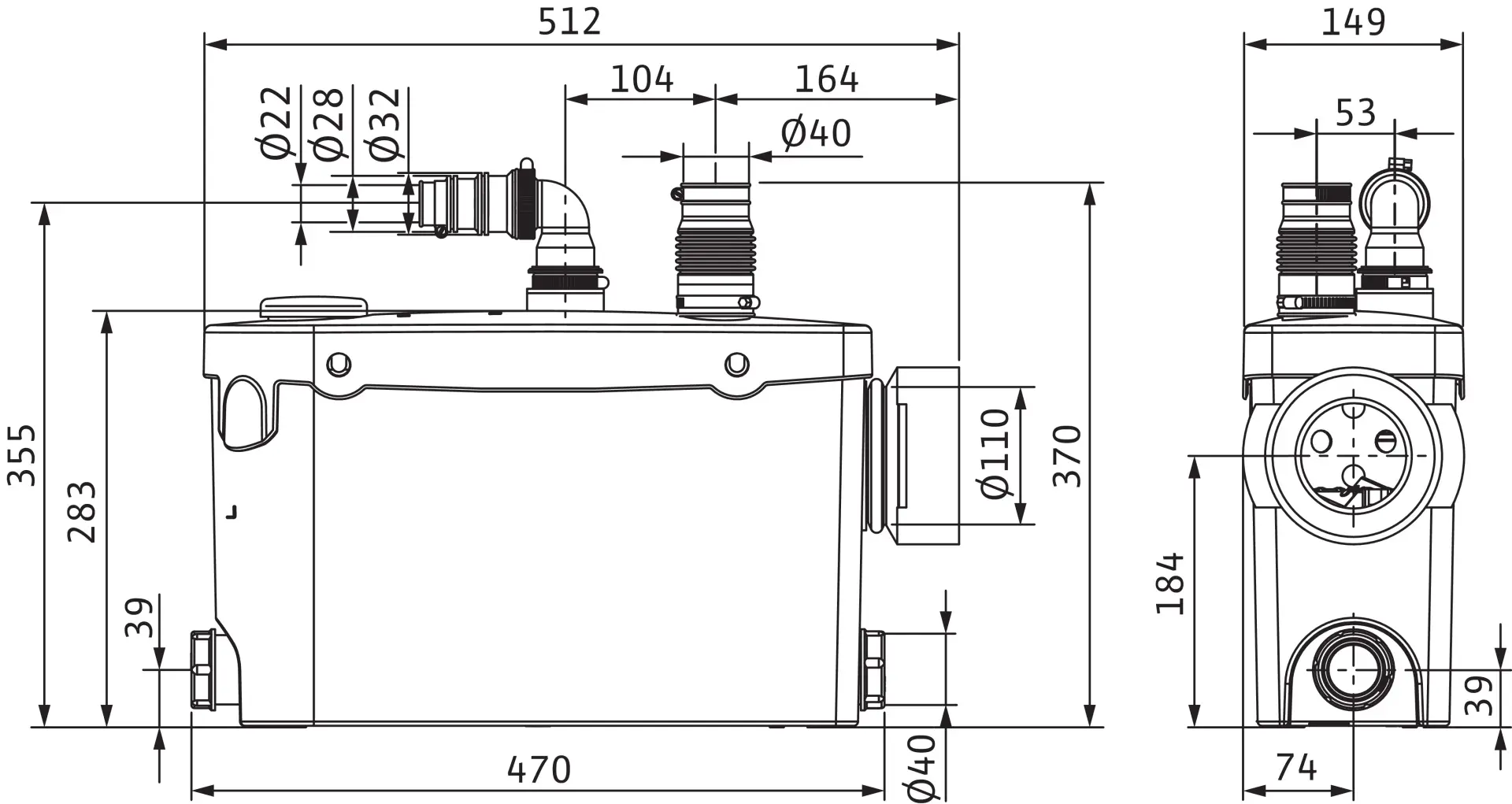 Канализационная насосная установка Wilo HiSewlift 3-315 4191674 Канализационная насосная установка Wilo HiSewlift 3-315 4191674, 2
