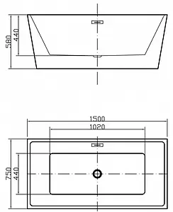 Ванна акриловая отдельностоящая Swedbe Vita 150x75 8827, 3