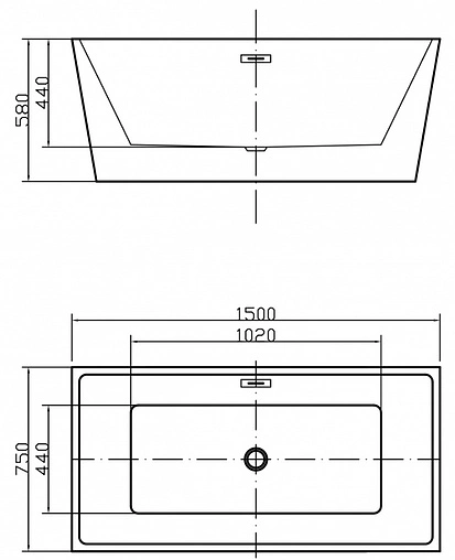 Ванна акриловая отдельностоящая Swedbe Vita 150x75 8827