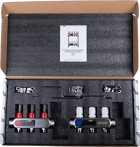 Группа коллекторная с расходомерами 3 отвода 1&quot;в/в x ¾&quot;ек FDV S1101A-1/3