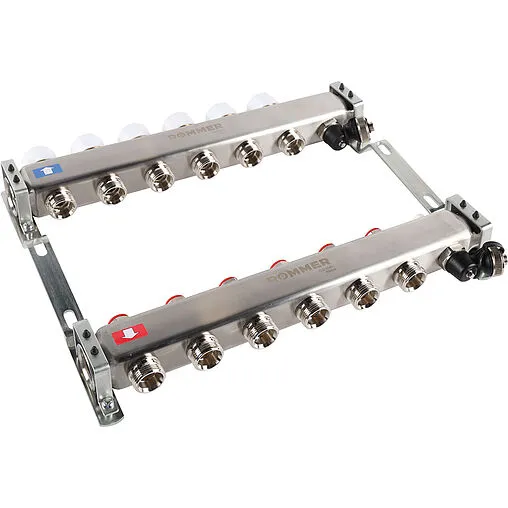 Группа коллекторная без расходомеров 6 отводов 1&quot;в/в x ¾&quot;ек Rommer RMS-3201-000006