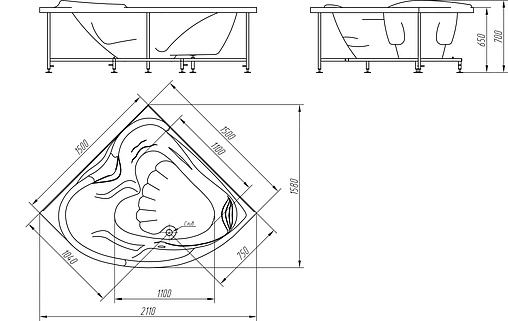 Ванна акриловая BellRado Лора 150x150 BR7011021-00