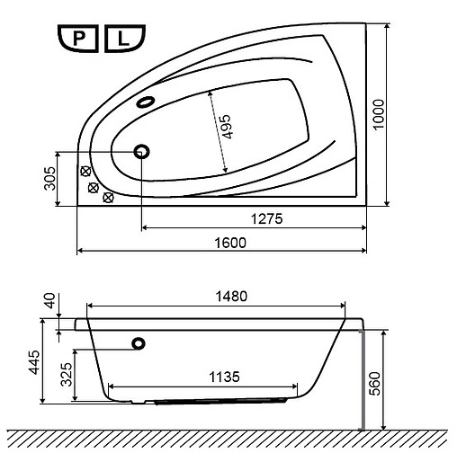 Ванна акриловая Excellent Aquaria Comfort 160x100 R WAEX.AQP16WH