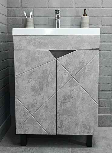 Тумба под умывальник напольная Домино Vector 60 метрополитан грей/бетон серый DV6612T
