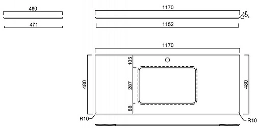 Столешница для раковин встраиваемых снизу Kerama Marazzi Plaza Classic PL3 120 монте тиберио натуральный PL3.SG507120R\120