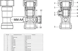 Узел нижнего подключения радиатора с байпасом прямой ¾"ек x ¾"ек Uni-Fitt 190N3300 Узел нижнего подключения радиатора с байпасом прямой ¾"ек x ¾"ек Uni-Fitt 190N3300, 3