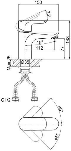 Смеситель для раковины D&amp;K Venice Baciano хром DA1032101