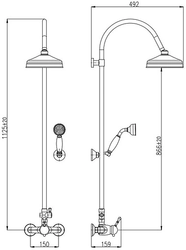 Душевая система со смесителем для душа Rav Slezak Labe бронза/белый L581.5/3SM