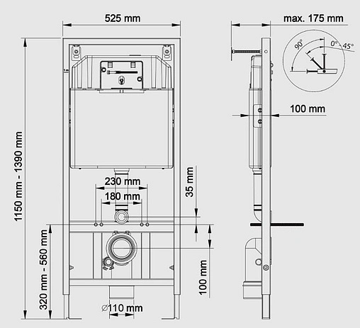 Инсталляция для подвесного унитаза BERGES Novum 525 040000