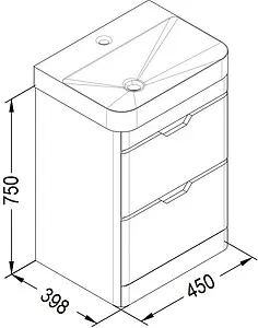 Тумба-умывальник напольная ISVEA Fonte 48 белый 21USS001048I+10SQ50048SV, 2