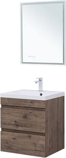 Тумба-умывальник подвесная Aquanet Нота New 60 дуб веллингтон/табак 00334191+00281220