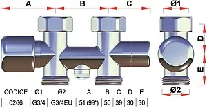 Узел нижнего подключения радиатора с байпасом терморегулирующий прямой ¾"ек x ¾"ек LadyFAR серебро FL 0266 3434 Узел нижнего подключения радиатора с байпасом терморегулирующий прямой ¾"ек x ¾"ек LadyFAR серебро FL 0266 3434, 2