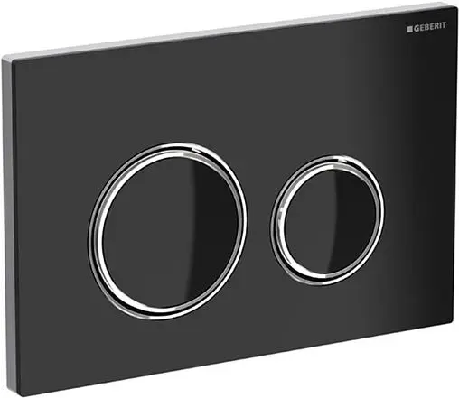 Клавиша смыва для унитаза Geberit Sigma 21 115.884.SJ.1 стекло/черный, кольца/хром глянцевый