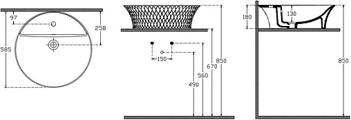 Раковина ISVEA Cappitone 59 платина/белый 10CP65059SV-Platinum Раковина ISVEA Cappitone 59 платина/белый 10CP65059SV-Platinum