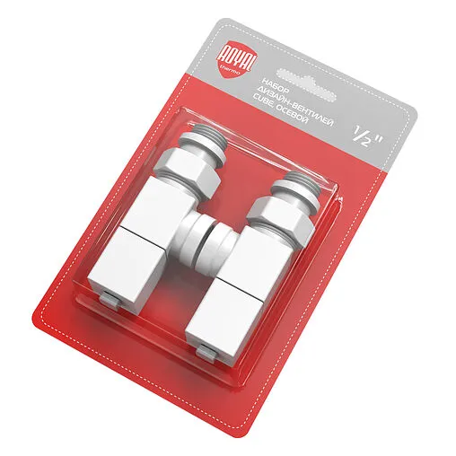 Комплект вентилей запорных осевых ½" в/н Royal Thermo Cube белый RTE 56.0003 Комплект вентилей запорных осевых ½" в/н Royal Thermo Cube белый RTE 56.0003