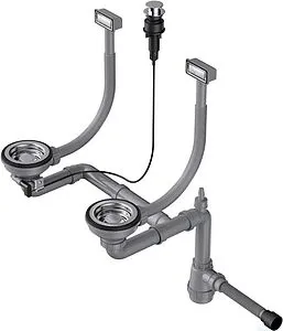 Сифон бутылочный для двойной мойки с переливом Omoikiri WK-2-A-IN 4956484 Сифон бутылочный для двойной мойки с переливом Omoikiri WK-2-A-IN 4956484, 1