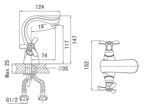 Смеситель для раковины D&amp;K Documenta Hessen хром DA1212101