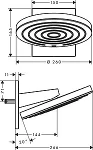 Лейка верхнего душа с настенным креплением Hansgrohe Pulsify 260 2jet белый матовый 24150700, 2