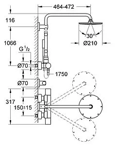 Душевая система с термостатом для душа Grohe Rainshower Sena хром 27374000, 2