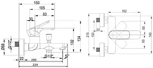 Смеситель для ванны Villeroy&Boch O.novo хром TVT10400100061 Смеситель для ванны Villeroy&Boch O.novo хром TVT10400100061, 2