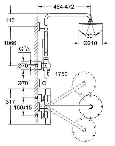 Душевая система с термостатом для душа Grohe Rainshower Sena хром 27374000