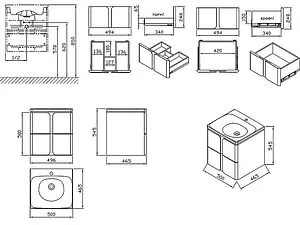 Тумба-умывальник подвесная Ravak Balance 50 белый/графит X000001365+XJX01250000, 2