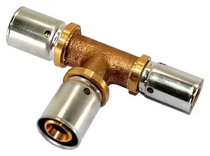 Тройник пресс редукционный 16мм x 20мм x 16мм Oventrop Cofit P 1513454, 1